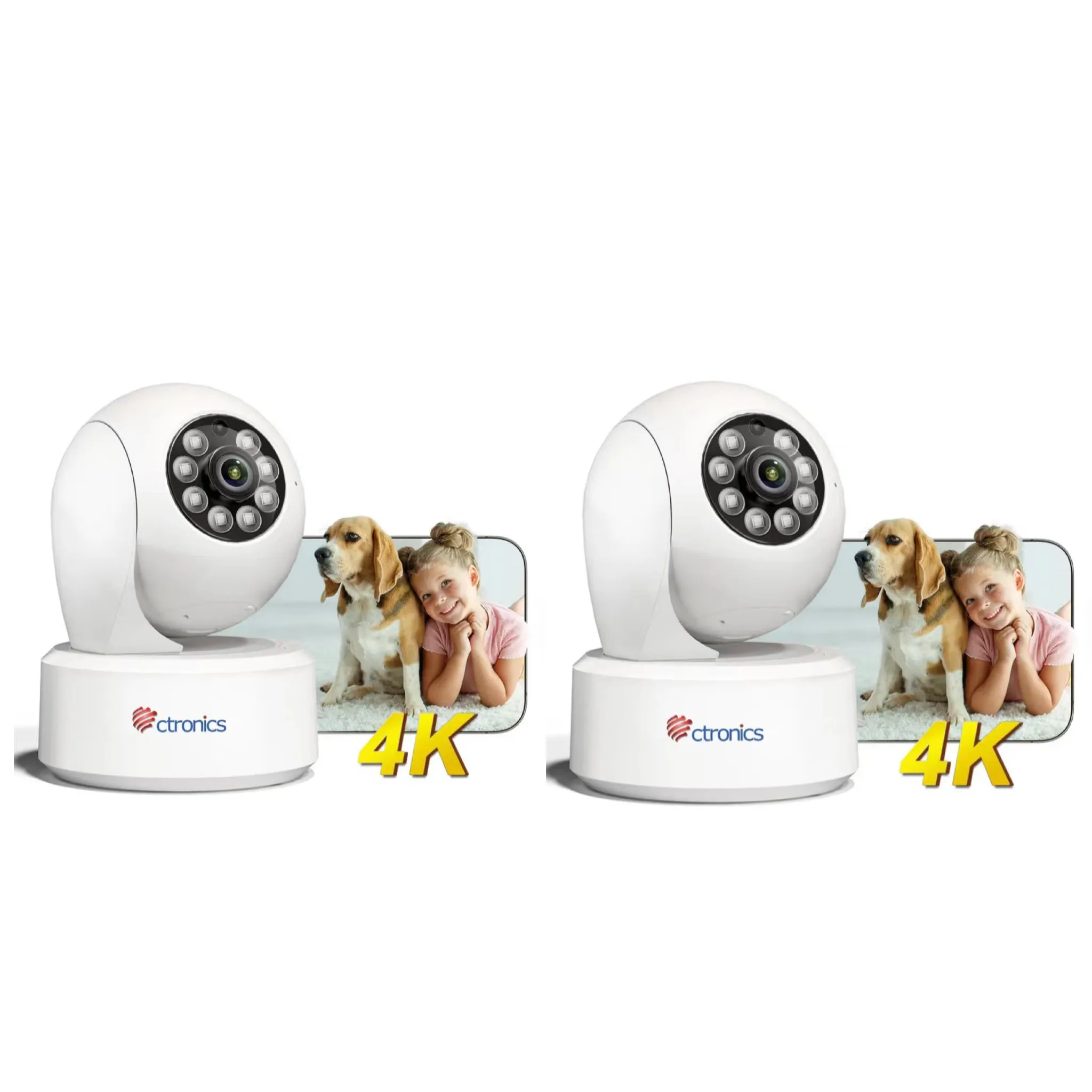 4K 8MP 2.4/5GHz WiFi Indoor Camera,AI Person/Pet Detection, 24/7 Recording