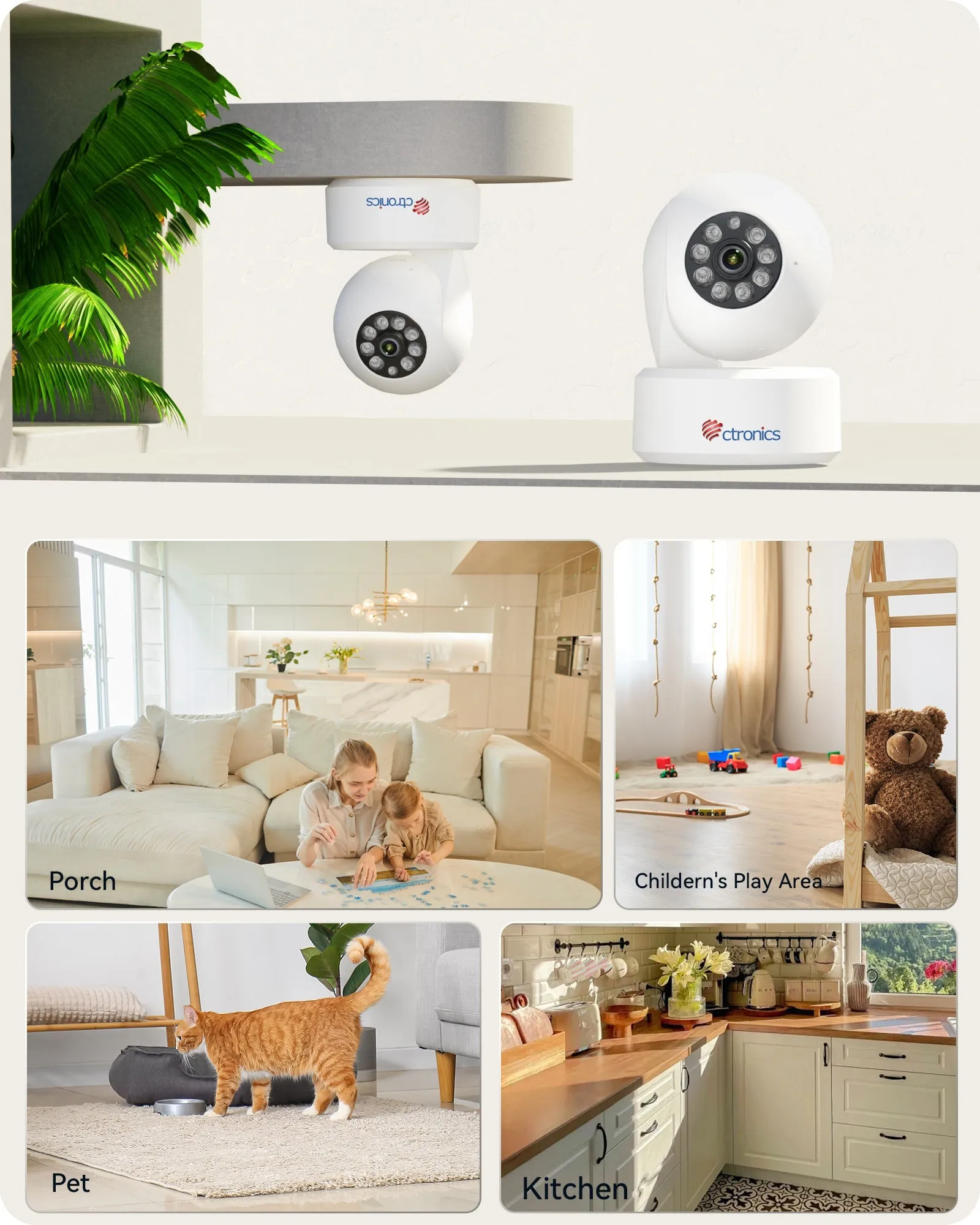 4K 8MP 2.4/5GHz WiFi Indoor Camera,AI Person/Pet Detection, 24/7 Recording