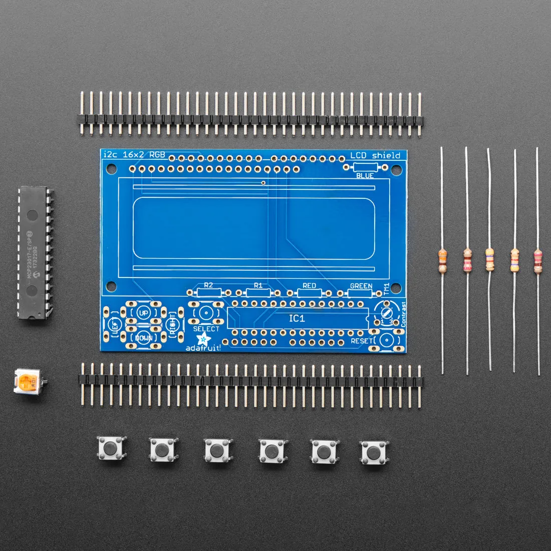 Adafruit I2C Controlled   Keypad Shield Kit for 16x2 LCD