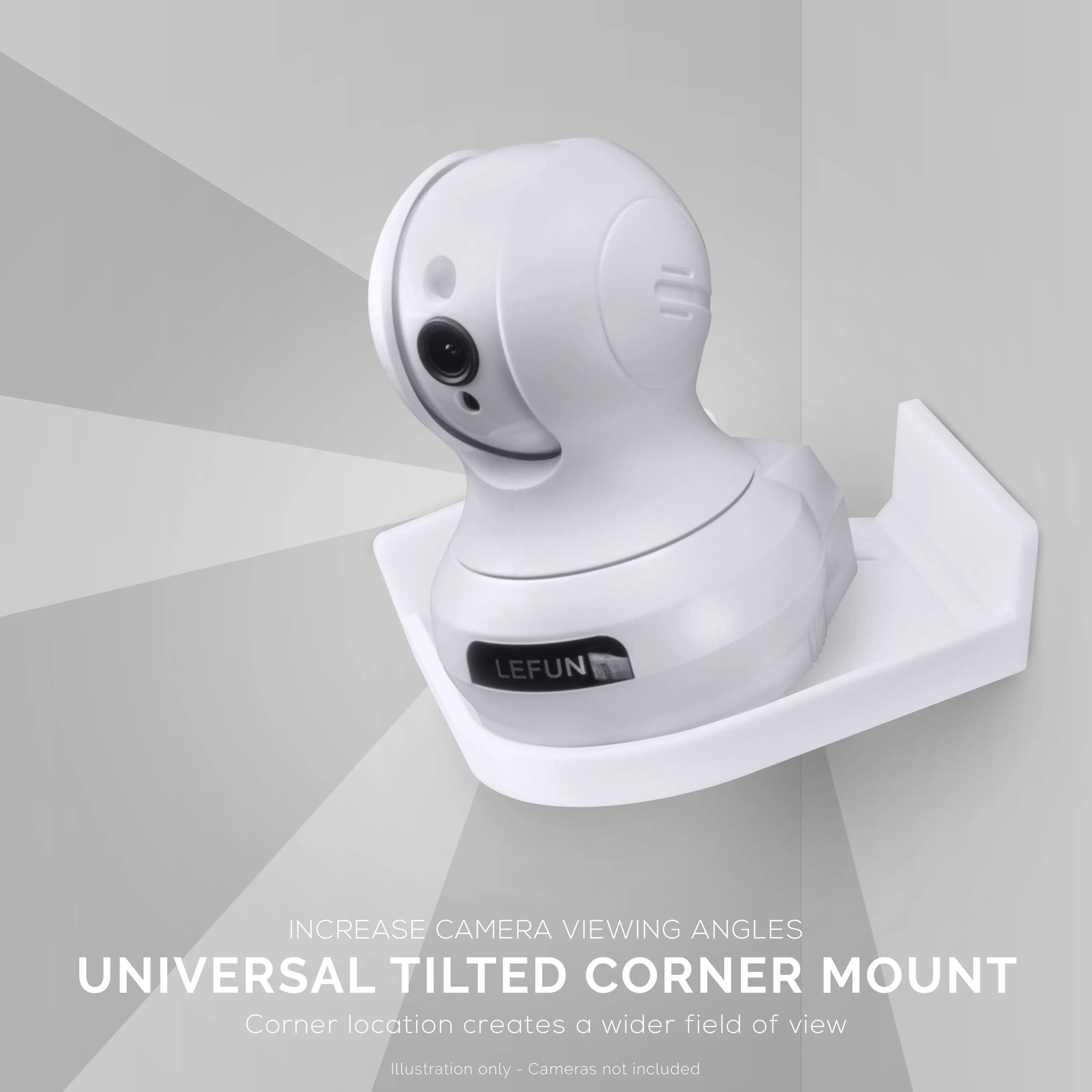 Adhesive Universal Tilted Corner Shelf for Security Cameras, Baby Monitors & Home Security Sensors