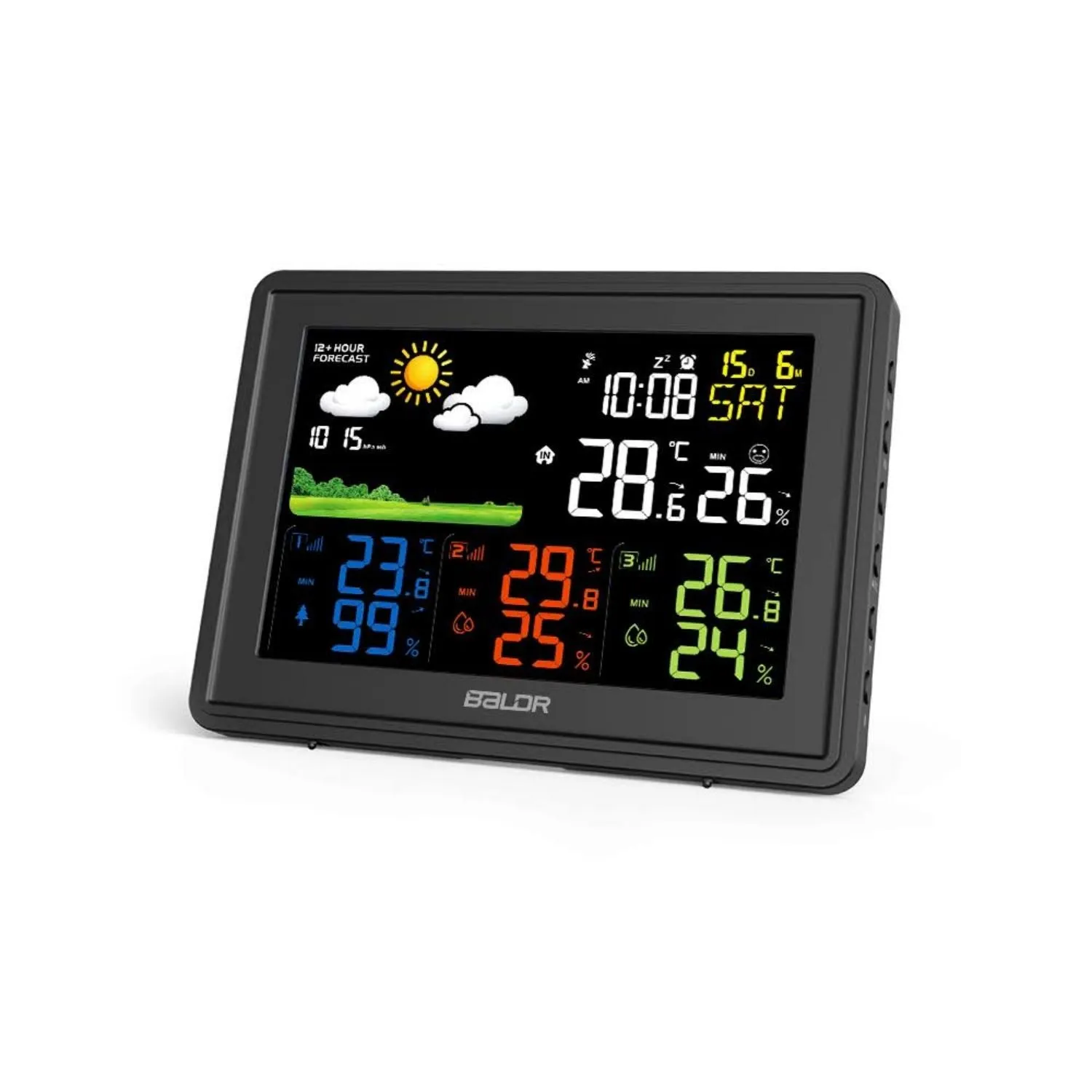 BALDR LCD Weather Station With 3 Outdoor Sensors