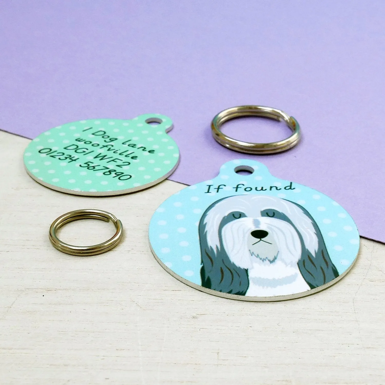 Bearded Collie Personalised Dog ID Tag