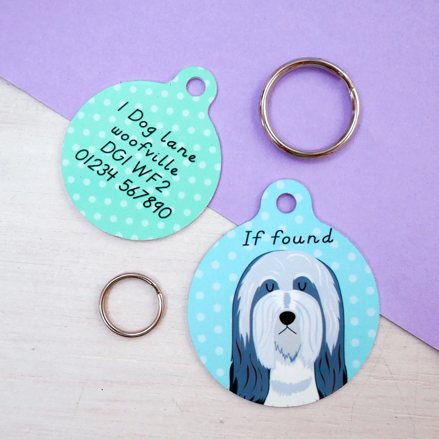 Bearded Collie Personalised Dog ID Tag