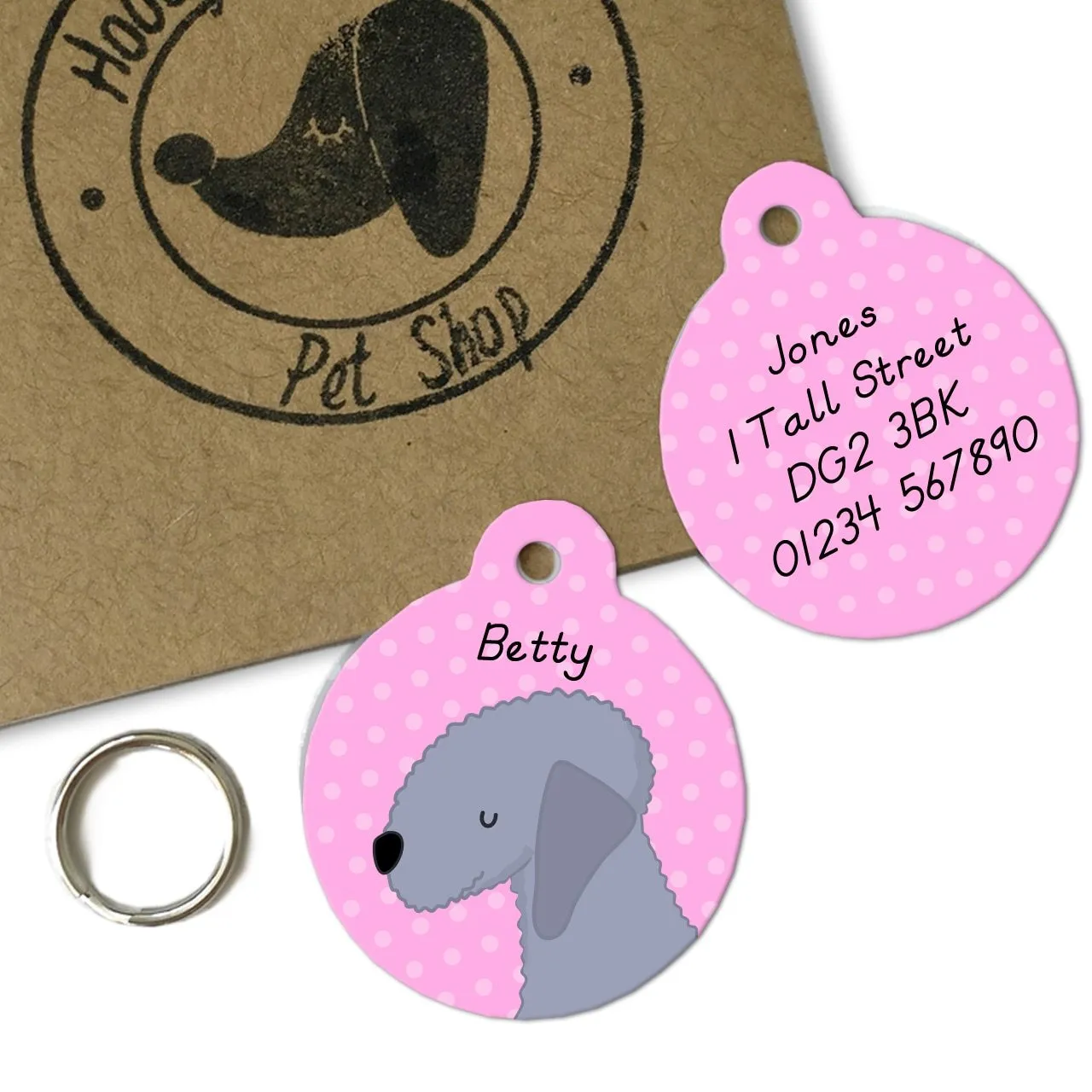 Bedlington Terrier Personalised Dog Collar ID Tag