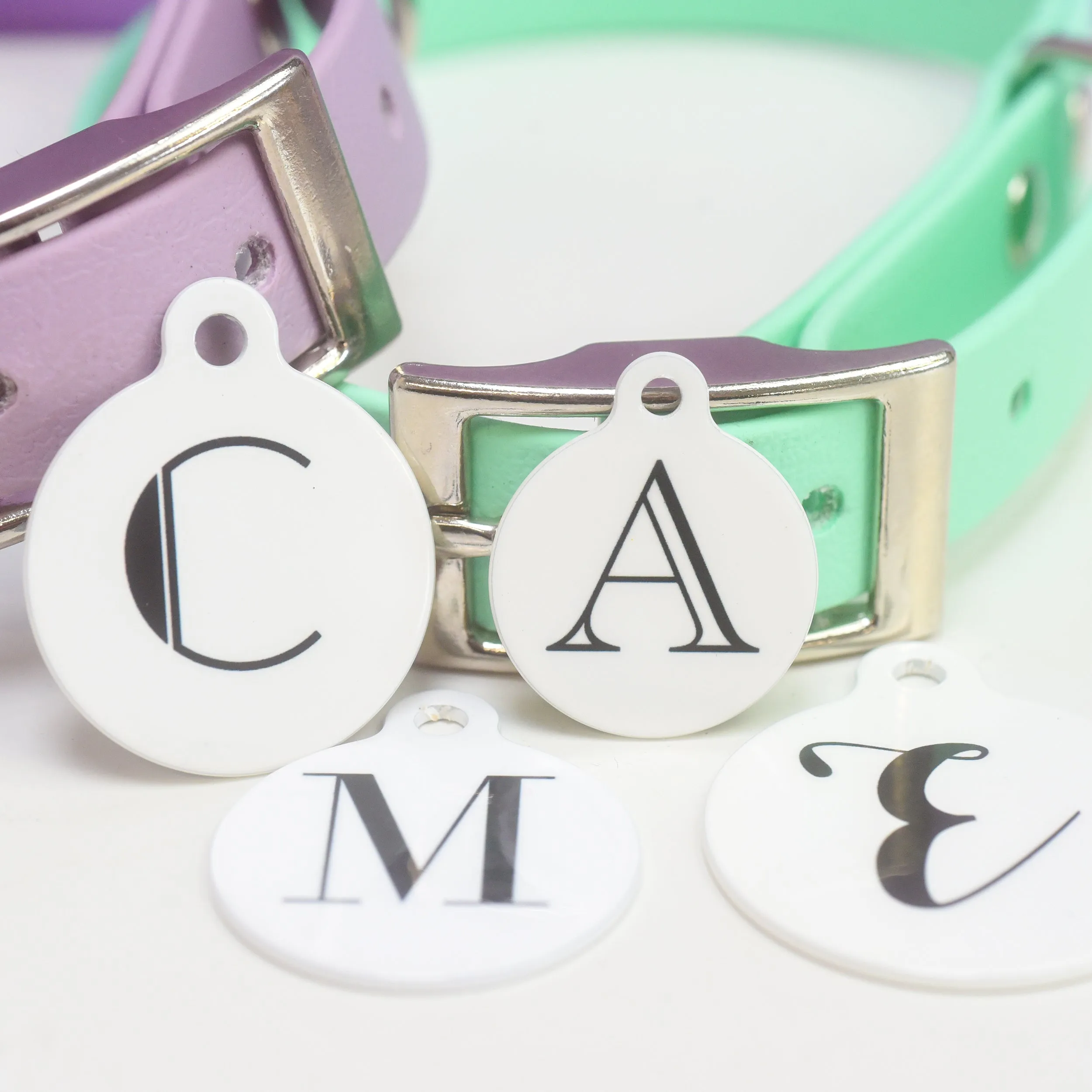 Classic White Initial Pet ID Tag Personalised