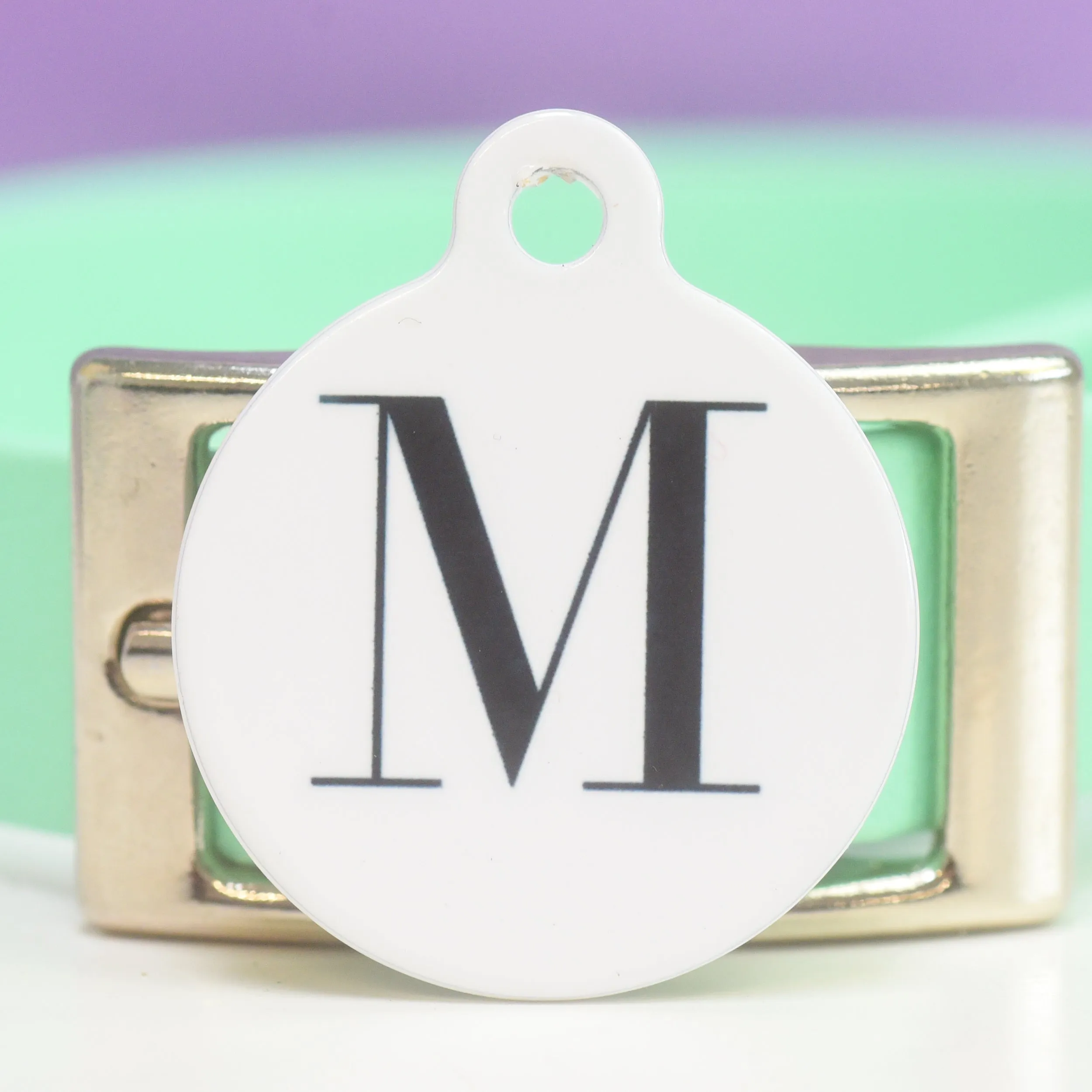 Classic White Initial Pet ID Tag Personalised