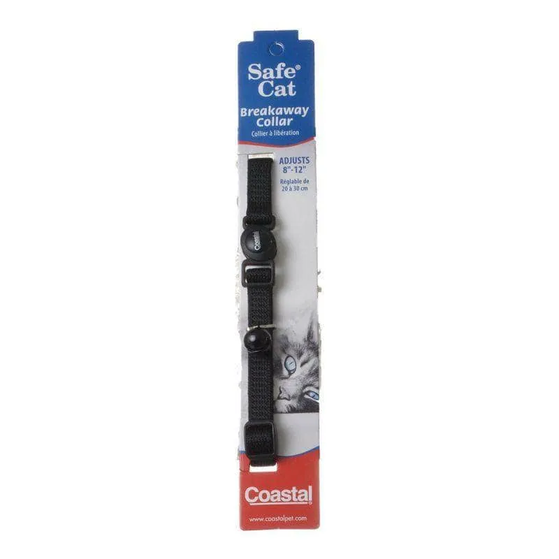 Coastal Pet Safe Cat Nylon Adjustable Breakaway Collar - Black - 8"-12" Neck