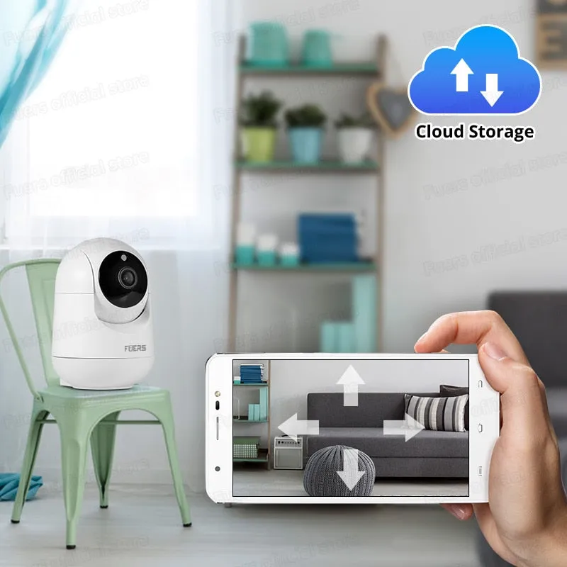 Fuers 3MP Smart Home Indoor IP Camera with Automatic Tracking and WiFi Connectivity for Surveillance, Baby and Pet Monitoring and CCTV Security