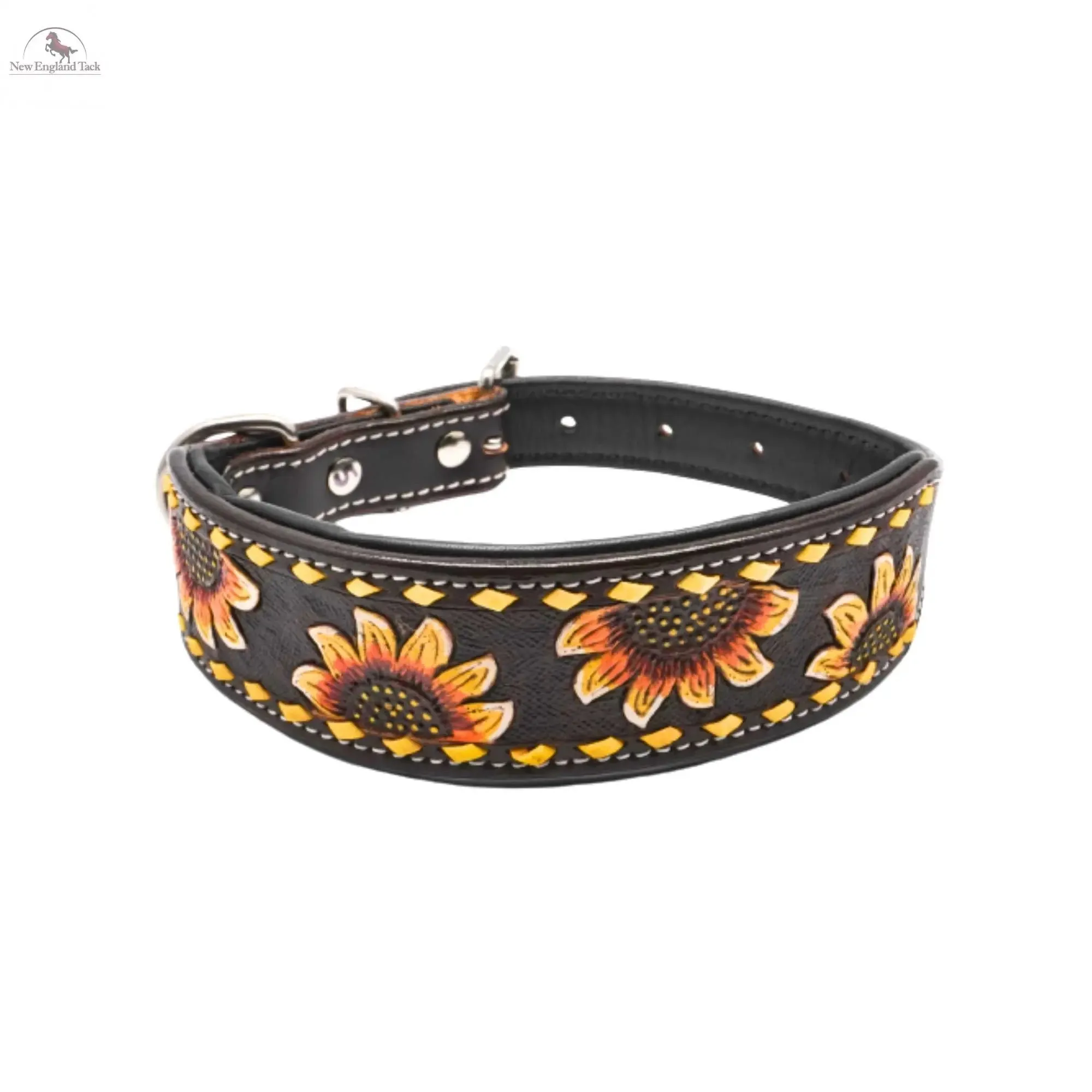 Handcrafted Argentinian Leather Dog Collar with Floral Tooling - Premium Quality