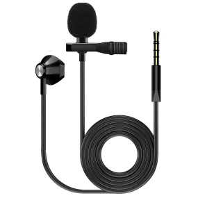 Kinsman Clip-On Lavalier Microphone with Earpiece ~ 3.5mm TRRS Jack