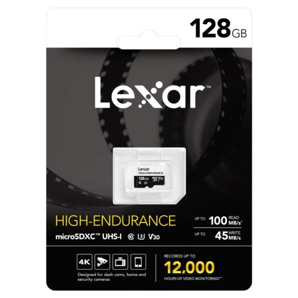 Lexar High-Endurance 128GB microSDXC UHS-I 100MB/s Memory Card - V30