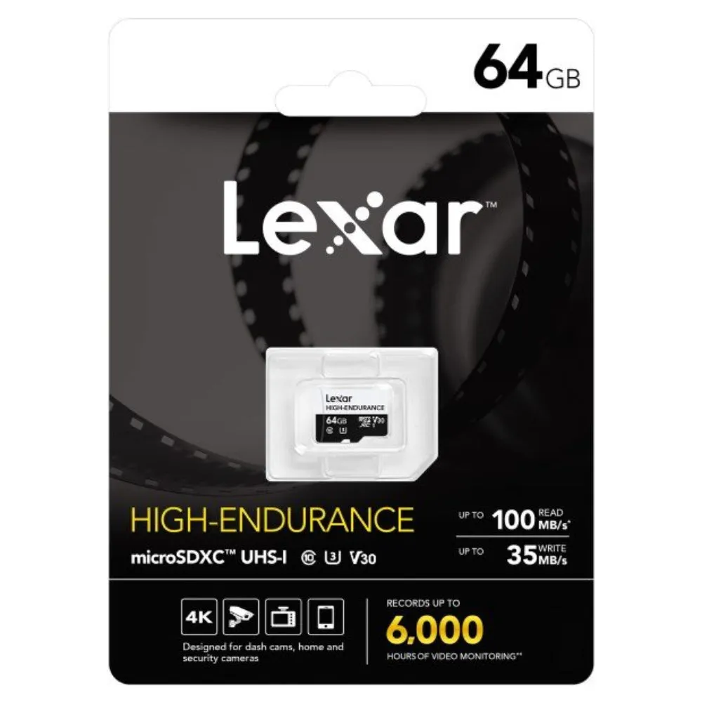 Lexar High-Endurance 64GB microSDXC UHS-I 100MB/s Memory Card - V30