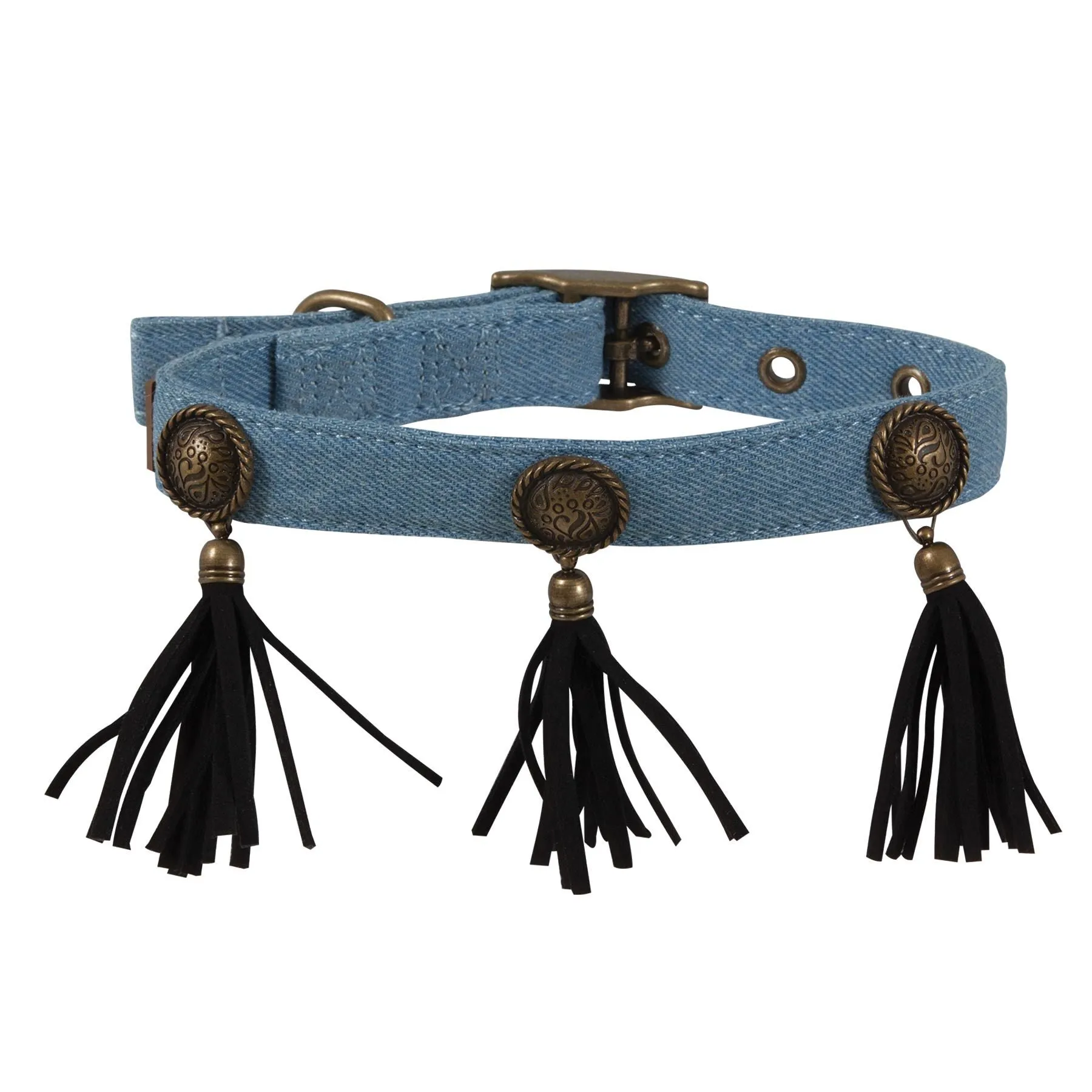 MuttNation Denim Concho & Fringe Custom Fit Collar