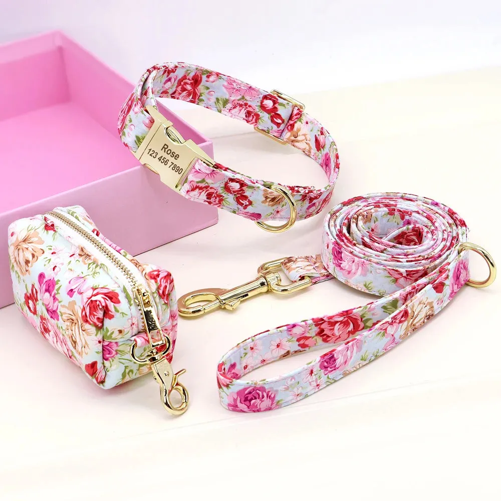 Personalized Custom Dog Collar Leash Set Printed Engraved IDTag Collar Pet Treat Bag Pouch Snack Bag For Small Medium Large Dogs