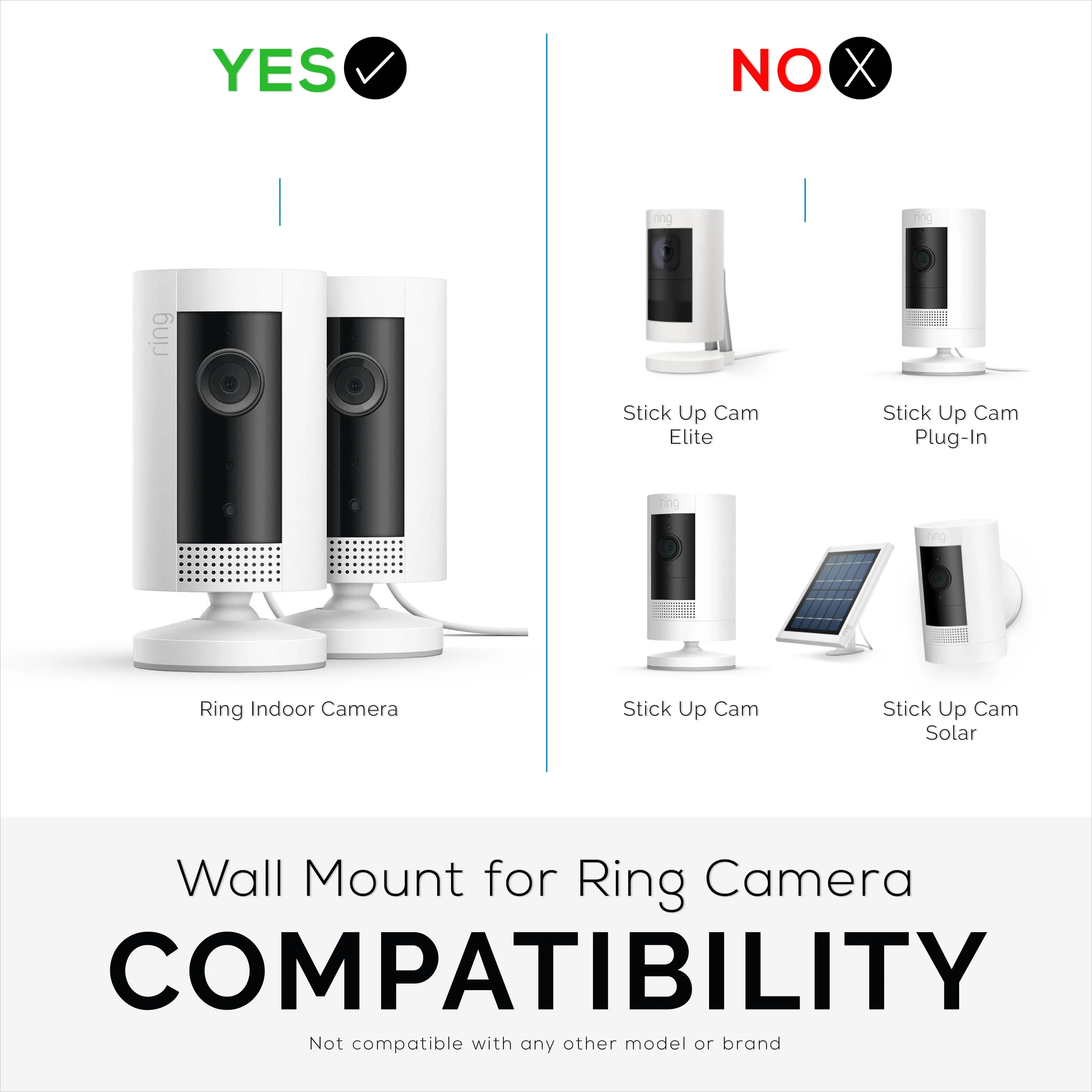 Ring Indoor Camera Wall Mount (2 Pack) Adhesive Holder, Easy to Install, No Screws or Drilling (WH02)