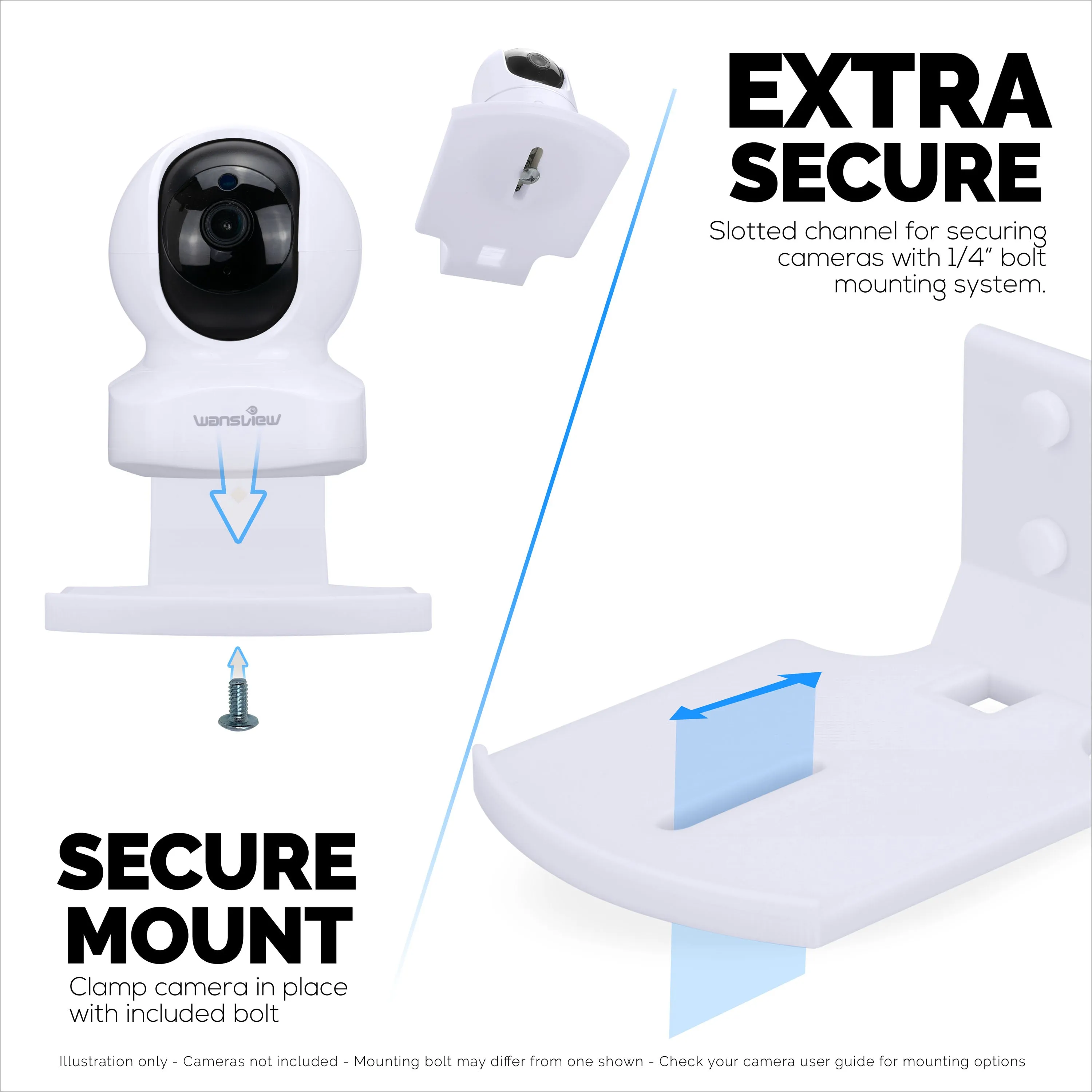 Square Baby Monitor & Security Camera Wall Mount Holder for Eufy, Wyze, Wansview, Blink, TP Link, Ring & More - Adhesive & Screw-In Mounting -  Easy to Install Holder Bracket, Reduce Blind Spots & Clutter (W05)