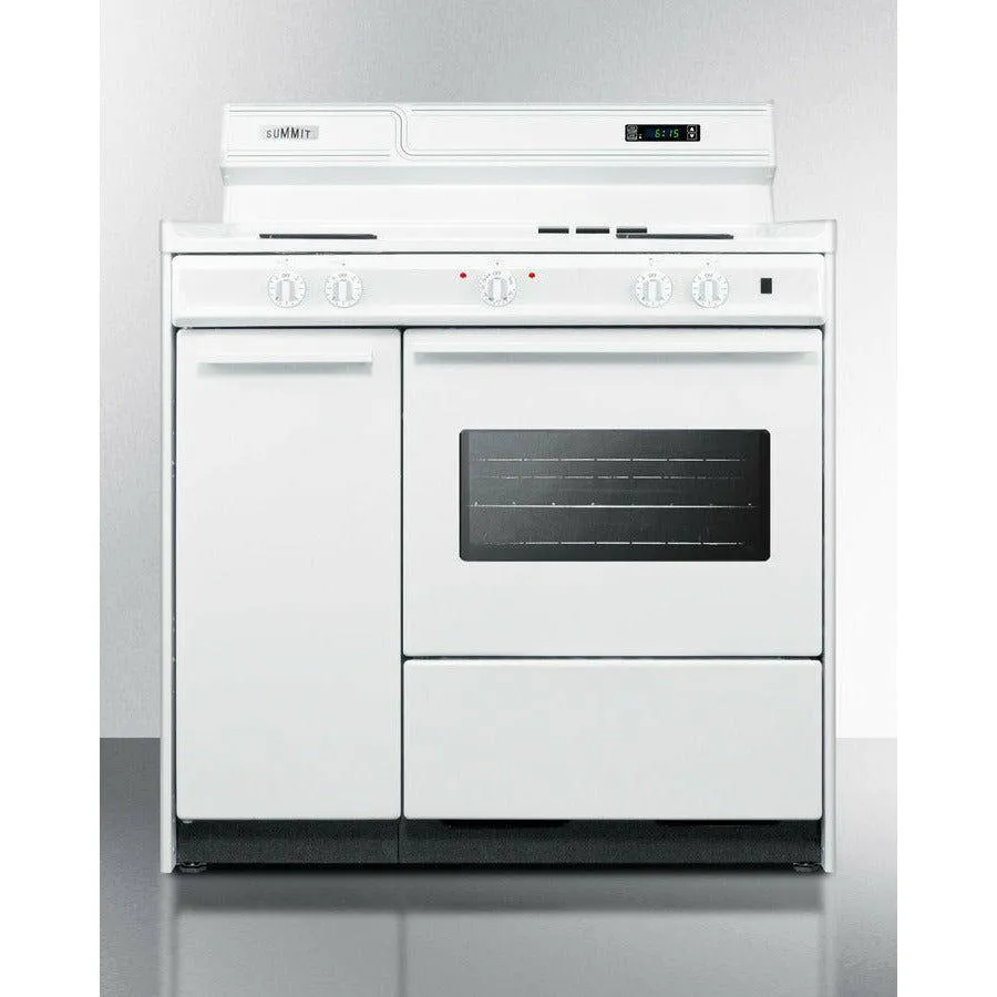 Summit 36 in. Wide Electric Coil Top Range with Oven Window, Side Storage and Clock - WEM430KW