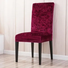 Trendily Premium Wrinkle-Free Stretchable | Washable Plain Velvet Chair Covers | Maroon (CC-092)