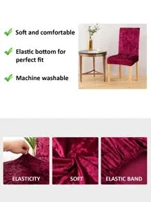 Trendily Premium Wrinkle-Free Stretchable | Washable Plain Velvet Chair Covers | Maroon (CC-092)