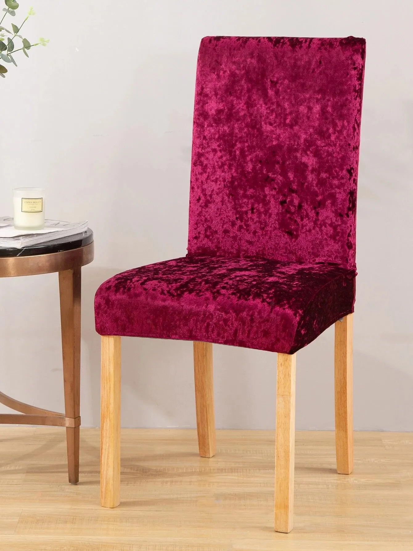 Trendily Premium Wrinkle-Free Stretchable | Washable Plain Velvet Chair Covers | Maroon (CC-092)